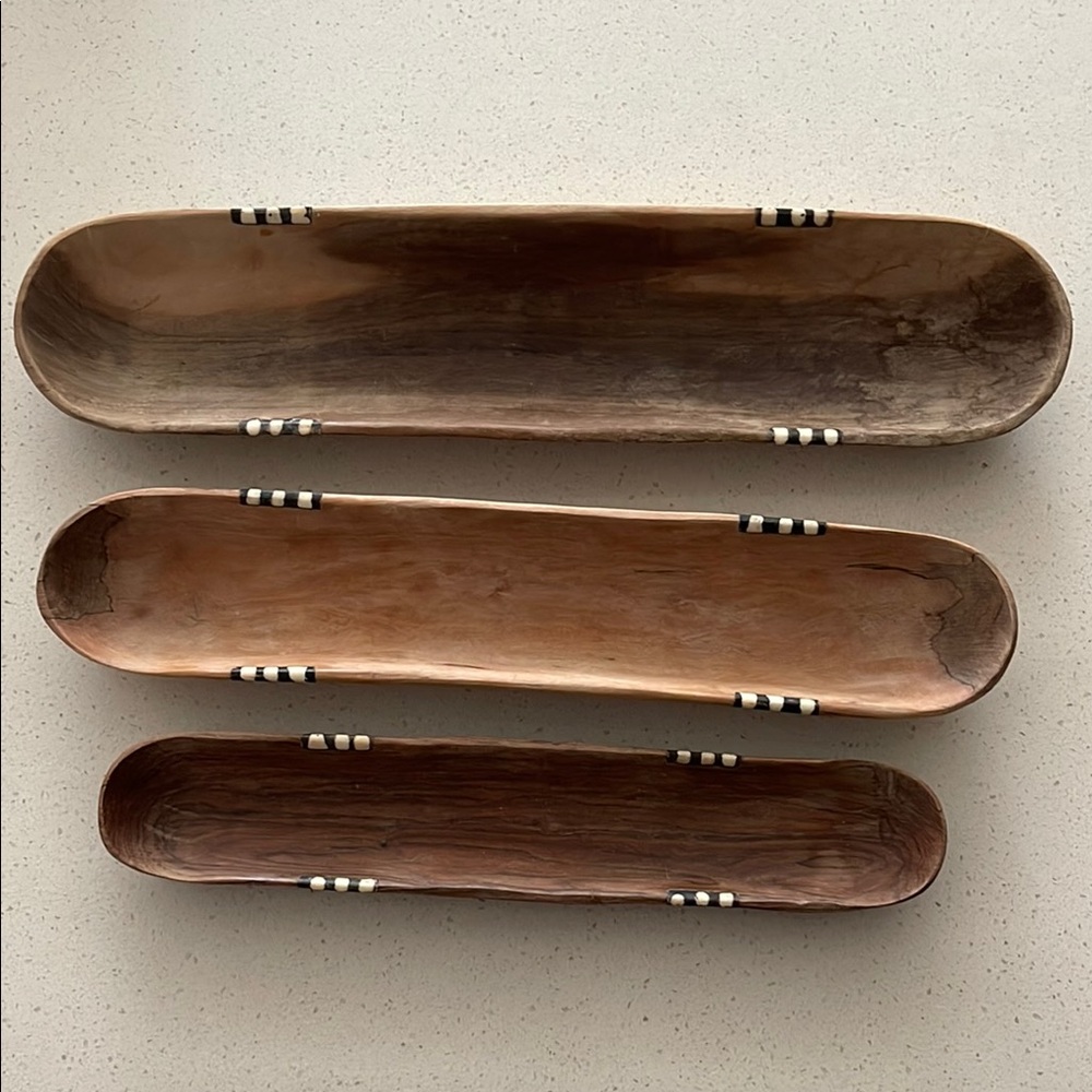Set of Three Wooden Decorative Trays